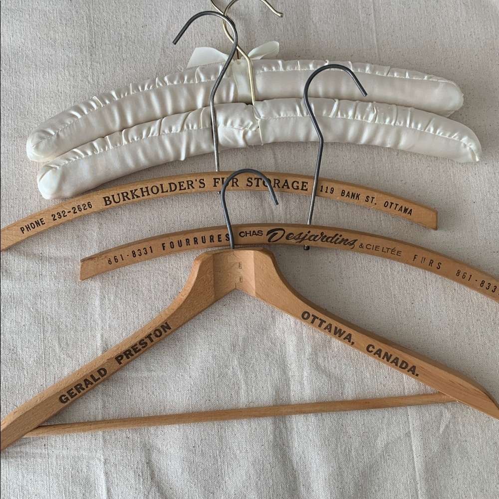 Home | Assorted Vintage Wooden and Padded Hangers, Lot of 5